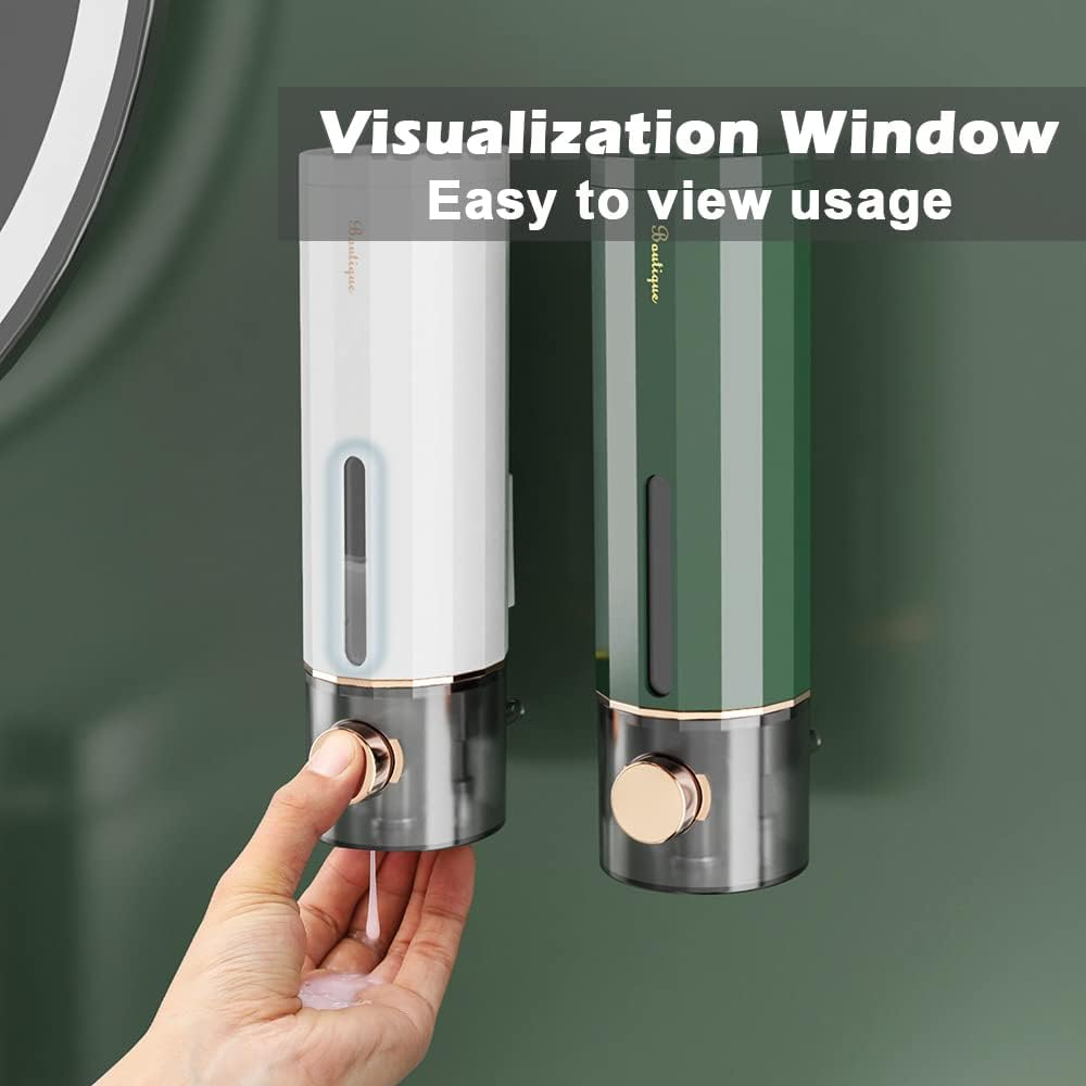 Modixun Liquid Soap Dispenser Wall Mount 450Ml/15Oz, Luxury Shower Hand Soap Dispenser, Self Adhesive Shampoo Dispenser with 3Pcs Adhesives for Bathroom, Kitchen, White image number 5