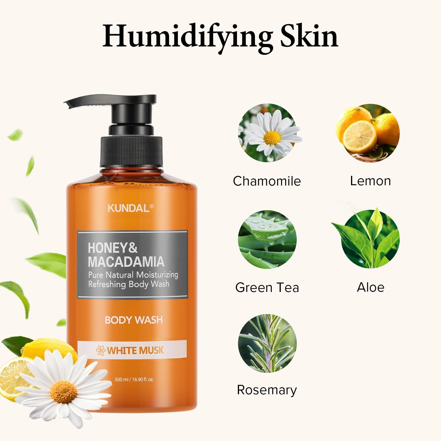 Kundal, Honey & Macadamia, Body Wash, White Musk, 16.90 Fl Oz (500 Ml)