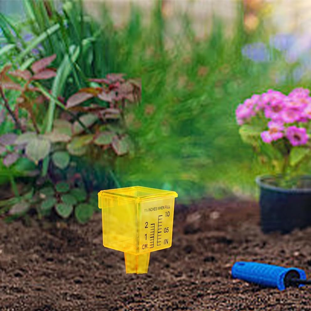 10PCS Rain Gauges, Bright Yellow Reusable Rain Gauge, Transparent Outdoor Water Measuring Tool for Garden, Lawn & Backyard, Accurate Sprinkler Gauge Instrument image number 4