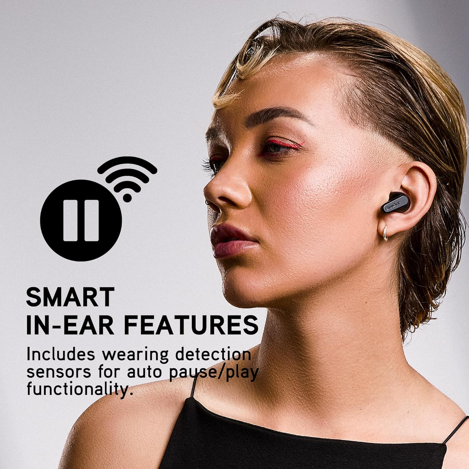 Blueant Pump Air Ultra True Wireless Bluetooth Earbuds, Active Noise Cancelling, Clear Calls with Multi-Mic Tech, All-Day Battery with Wireless Charging Case, Sweatproof In-Ear Design, Black image number 2