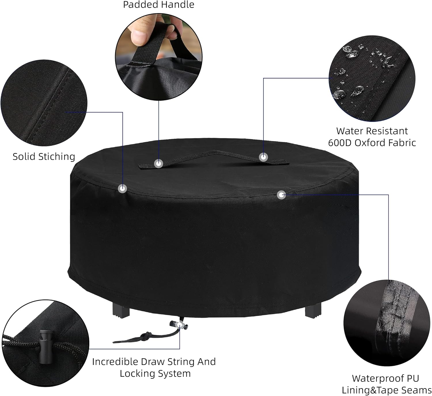 Fire Pit Cover for Solo Stove Fire Pit Surround Tabletop, Surround Shelter for Fire Pit Surround Table, Large Elevation Shelter for Yukon Wood Burning Outdoor Fire Pit, Black, 54" D*21" H