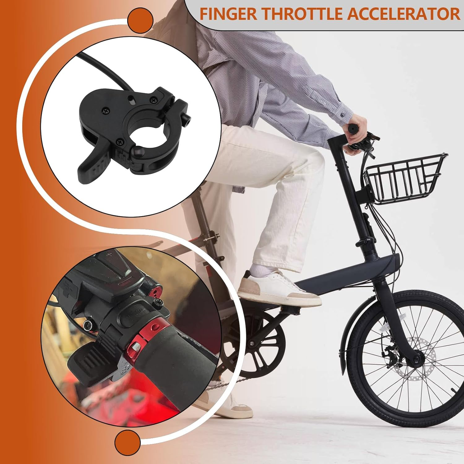 Emsea 1PC Electric Bicycle 300X Waterproof Connector Speed Control Finger Throttle Accelerator Line Length 30Cm 24V 36V 48V 60V 72V Voltage for 22Mm Handlebars image number 4