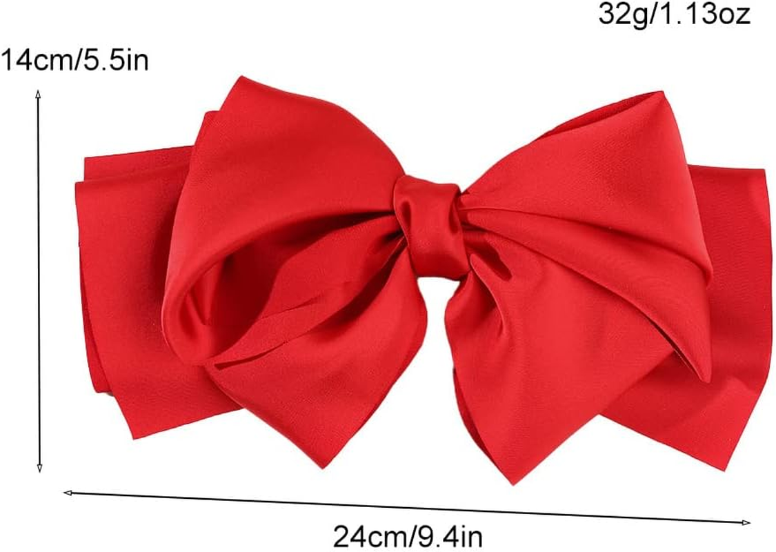 Hair Clips with Large Bow, Satin Hair Bow, French Plain Hair Clip, Elegant Hair Accessories, Metal Bow Knot Clips, Accessories of the 90S for Women, Apricot image number 3