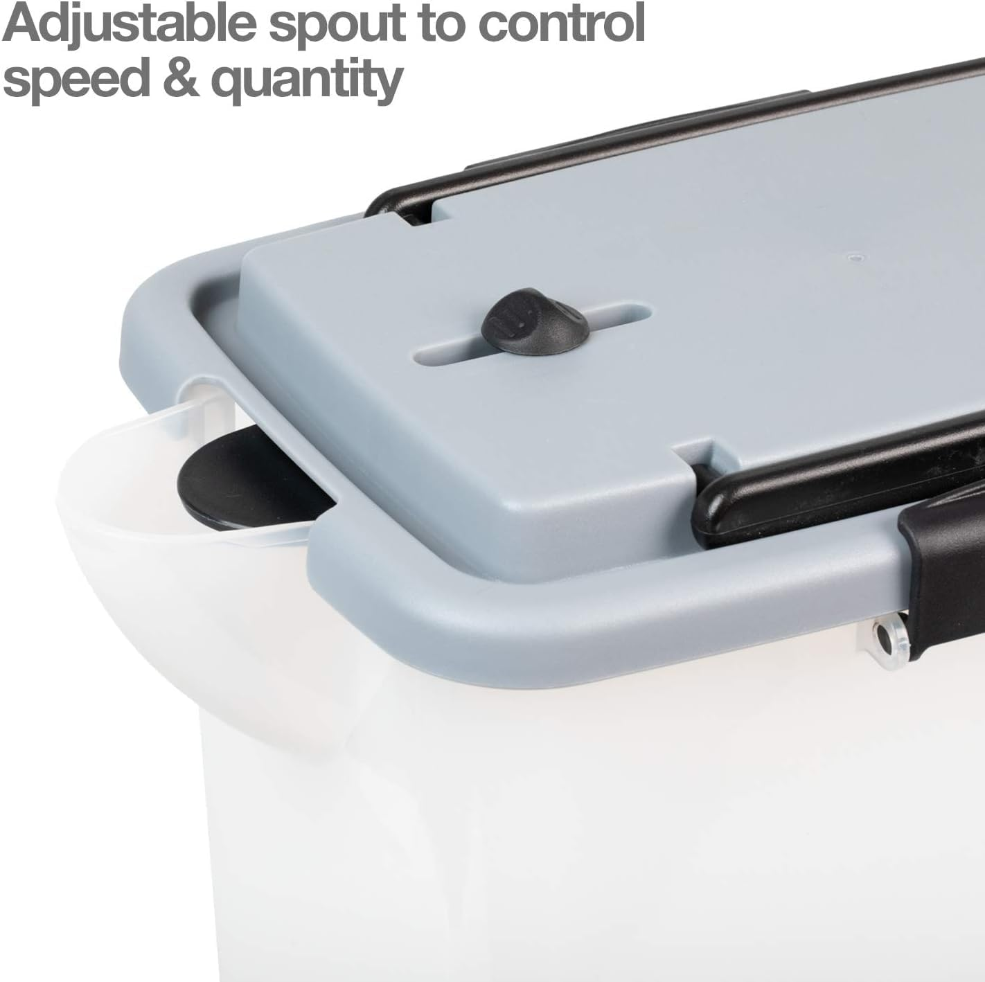 Petfusion Betterbin Portable Litter Storage Container (16.5 X 11.7 X 19) | Holds up to 25 Lbs/10 Gallons, Great for Dry Dog and Cat Food | Adjustable Spout, Back & Top Handles, Heavy Duty Wheels image number 5