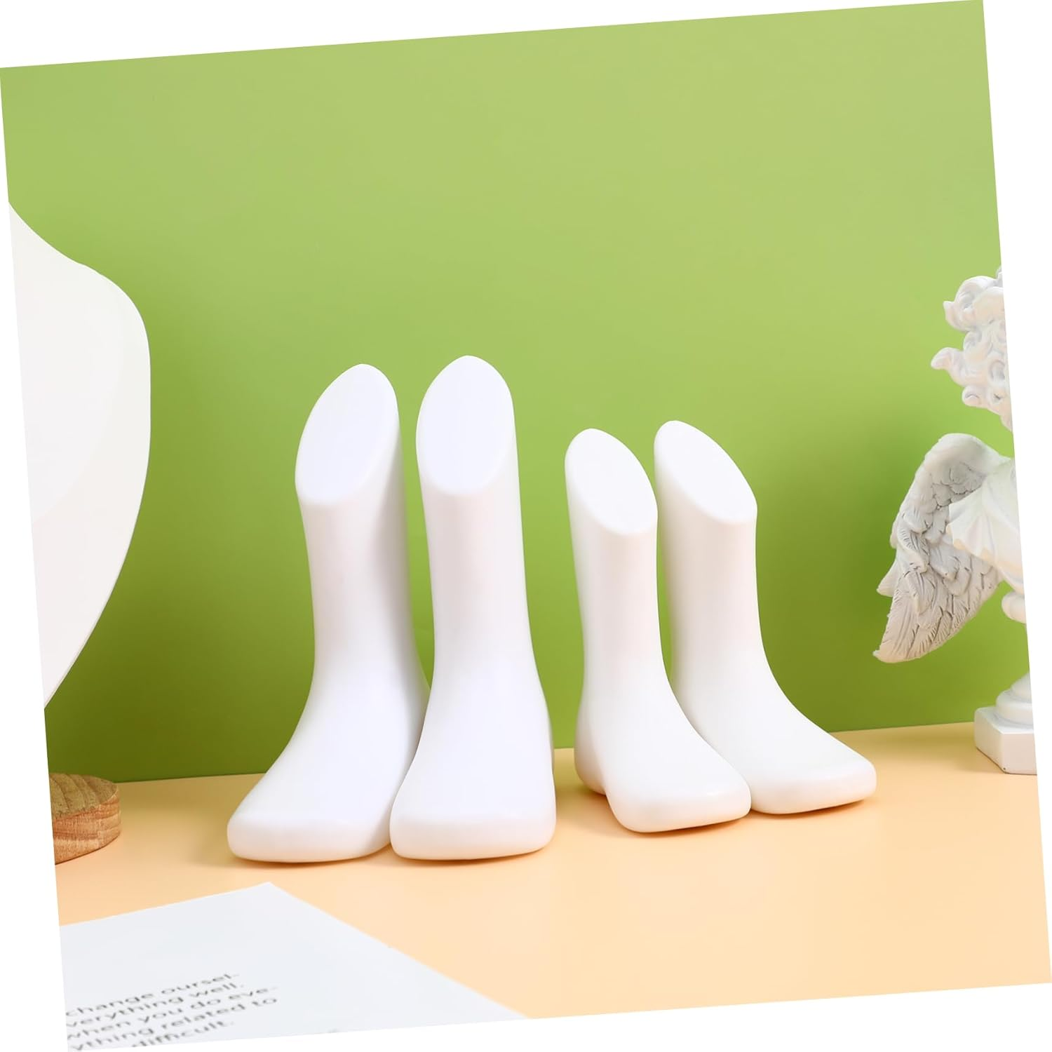 Cabilock 4Pcs Reusable Plastic Foot Mannequin for Displaying Shoe Store Supply Small White Abstract Feet Models