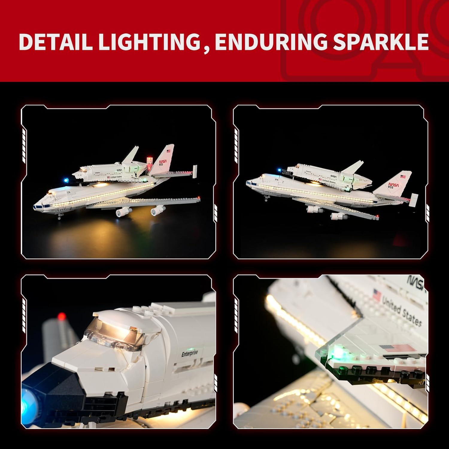 BRIKSMAX 2.0 Light Kit for  Shuttle Carrier Aircraft -Innovative Led Lighting Compatible with  Icons 10360 - Not Included  Set image number 2