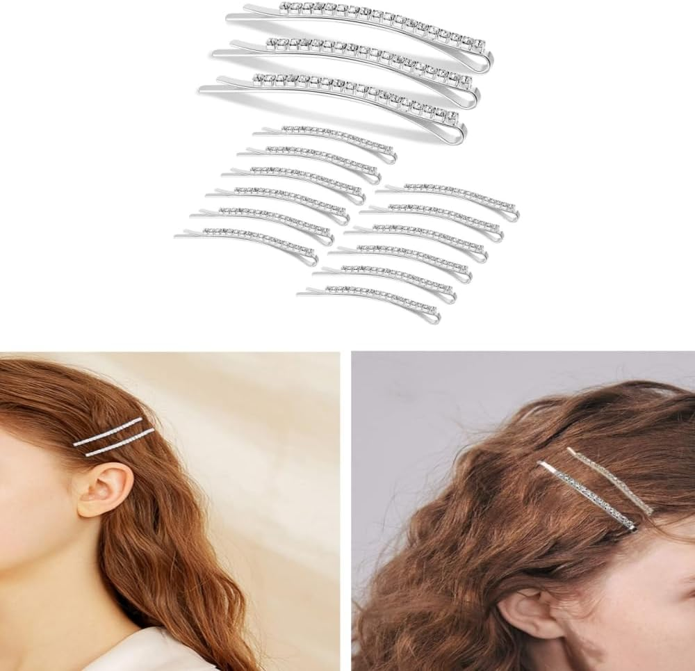 Changyeah 12 Pieces Hair Pins Crystal Hair Pins Rhinestone Hair Clips Hair Clips Hair Pins for Women Silver image number 6