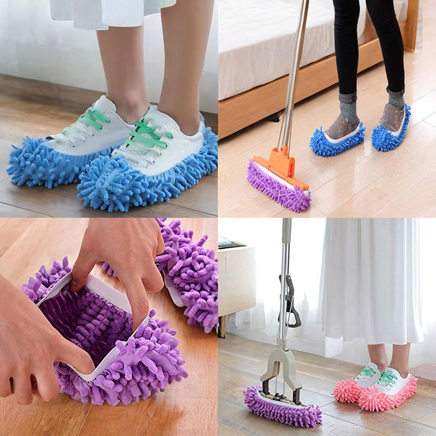 Microfiber Mop Slippers Shoes Cover, Reusable Floor Cleaning Shoes for Bathroom, Kitchen, House Polishing - 2 Pairs, Washable Dust Duster Shoes Cover image number 4