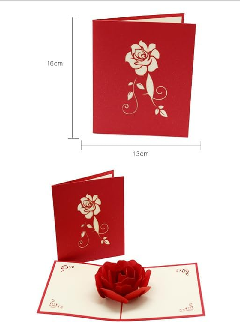 Rose Pop up Greeting Card Handmade Rose Pop up Card 3D Pop up Cards for Husband Wife Girlfriend Card for Valentines Day, Wedding, Anniversary, Love, Romance image number 2