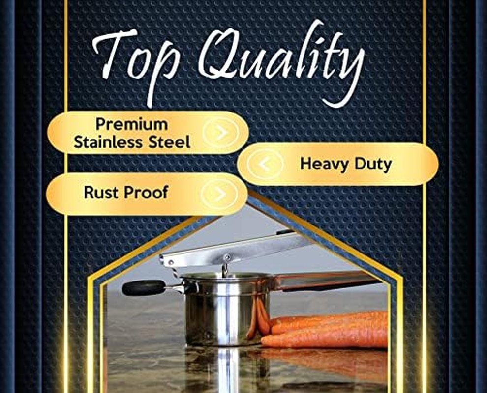 Vita Saggia Stainless Steel Potato Ricer and Masher, Heavy Duty, Premium Grade, Large Capacity, Vegetable Ricer and Fruit Ricer, Great for Purees, Fruit Juicer, Baby Food Press Squeezer Too (Black) image number 3