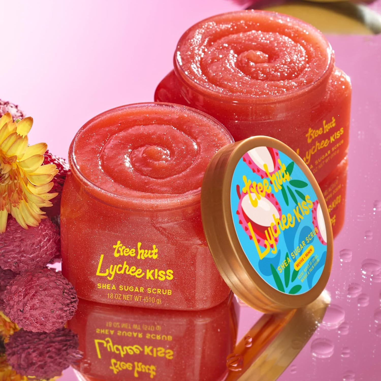 Tree Hut Lychee Kiss Shea Sugar Scrub, Exfoliating, Hydrating & Moisturizing Body Scrub with Shea Butter & Nourishing Essential Oils, Smooth & Soften Skin, 18 Oz image number 2