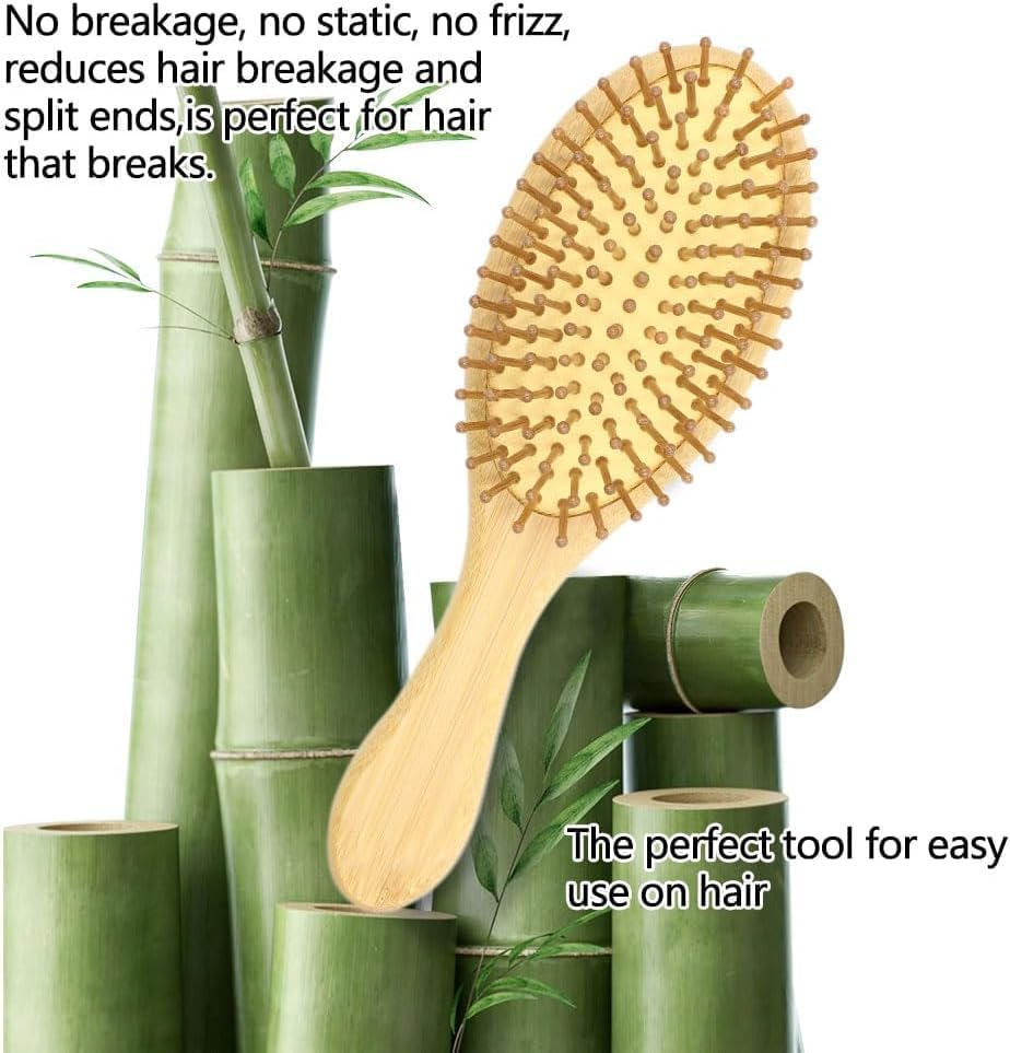 Bamboo Hair Brush for Hair Growth, Natural Bamboo Bristles Detangling Wooden Paddle Hairbrush for Massaging Scalp, for Women Men and Kids, for Dry,Curly,Thick,Thin and Straight Hair image number 6