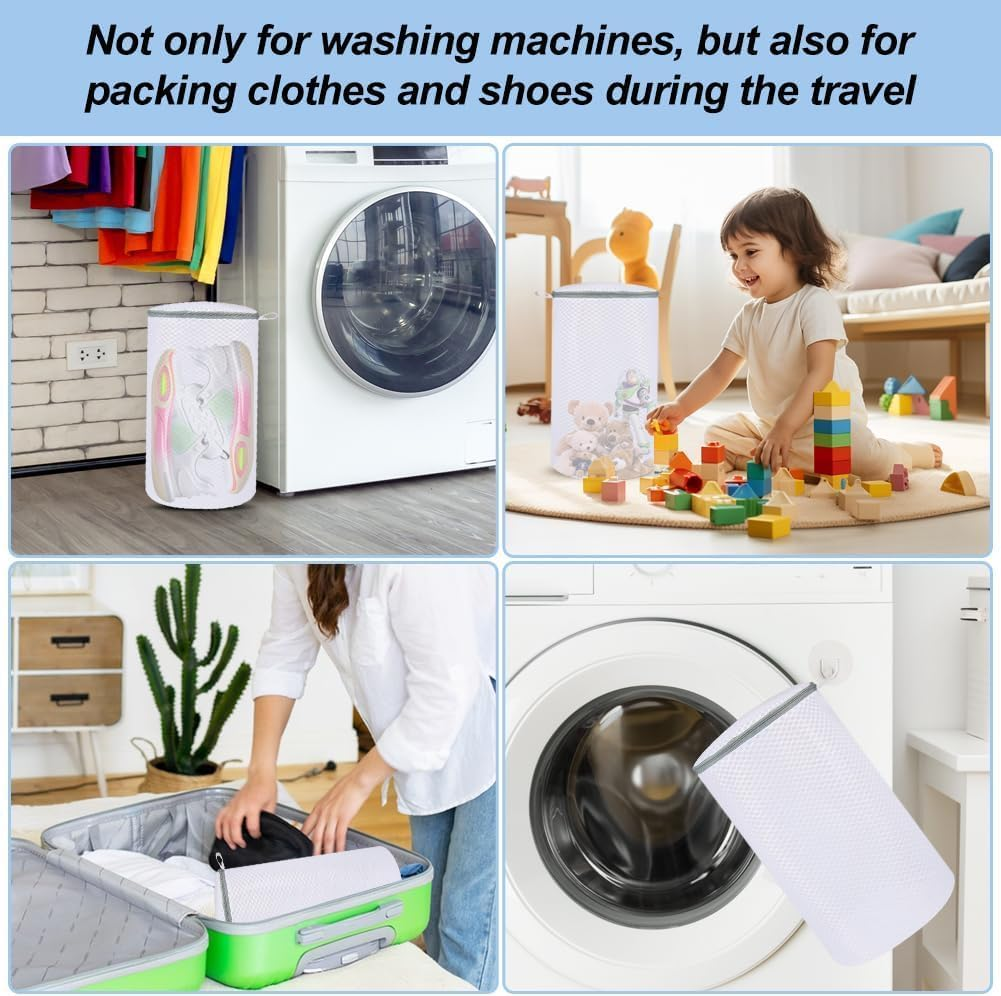 4 Pcs Laundry Bags Mesh Wash Bags, 20 X 35 Cm Net Washer Sack with Zipper, Shoe Cleaning Laundry Bag for Cleaning and Drying Footwear, Sneaker, Trainers, Plimsolls, Slippers, Gym, Running, Tennis image number 1