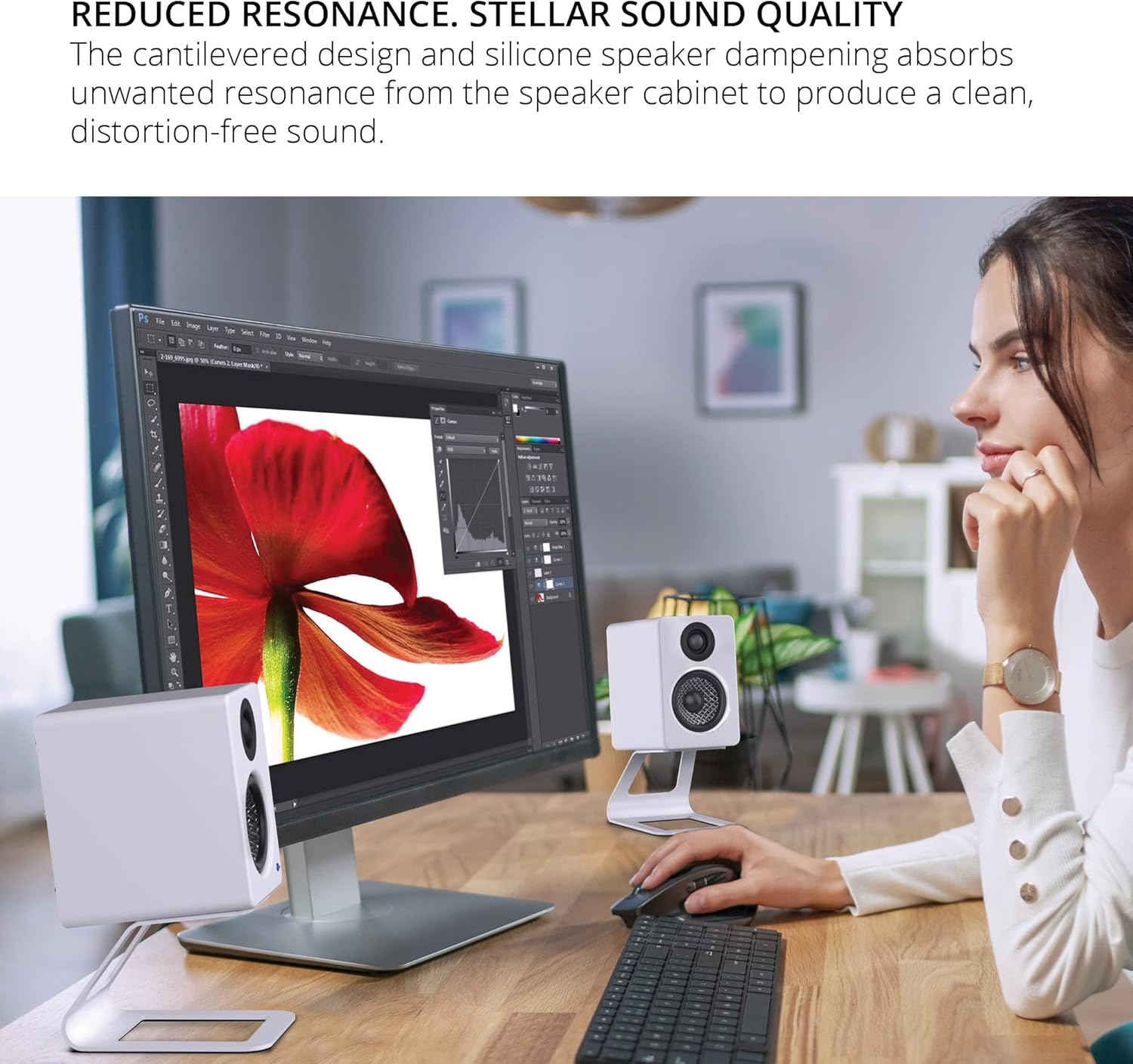 Kanto SE2 Elevated Desktop Speaker Stands for Small Speakers - Black, Pair image number 3