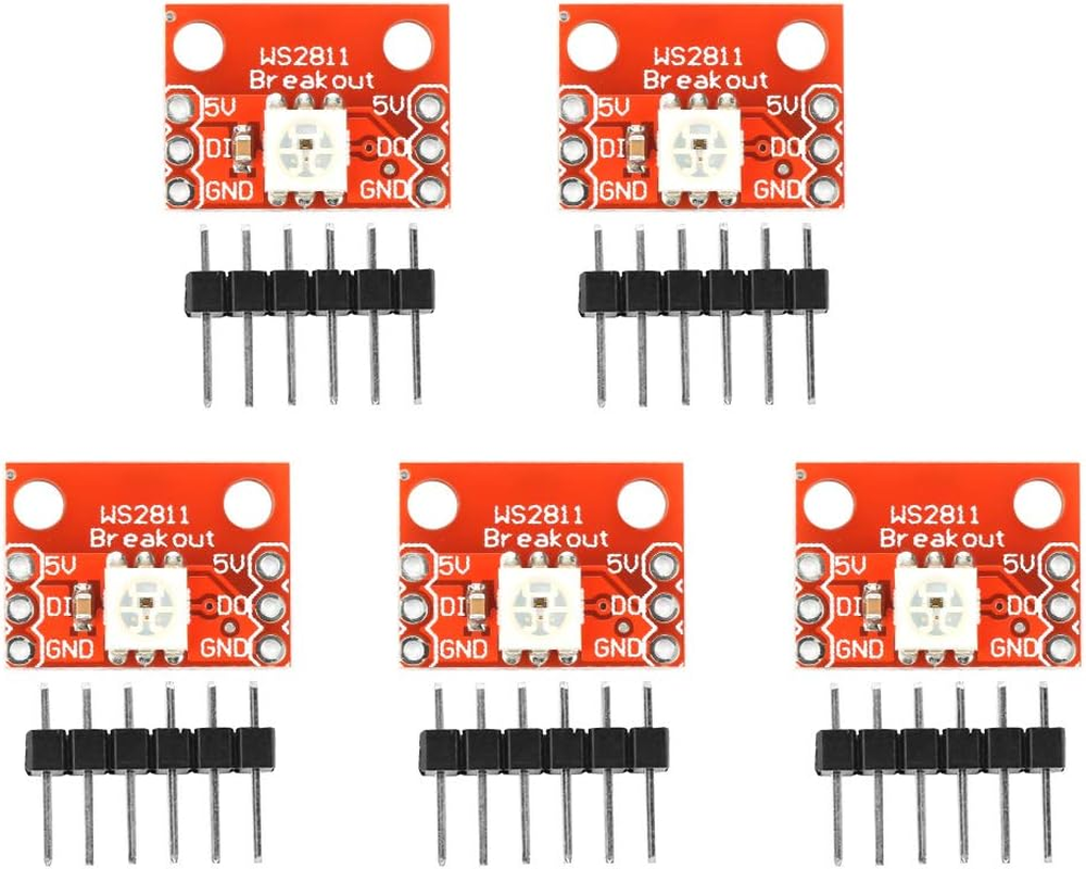 Viagasafamido 5 Pieces LED Breakout Module Board with PIN Header Supports Series Connection High Brightness RGB Color for 5050 LED DIY image number 3