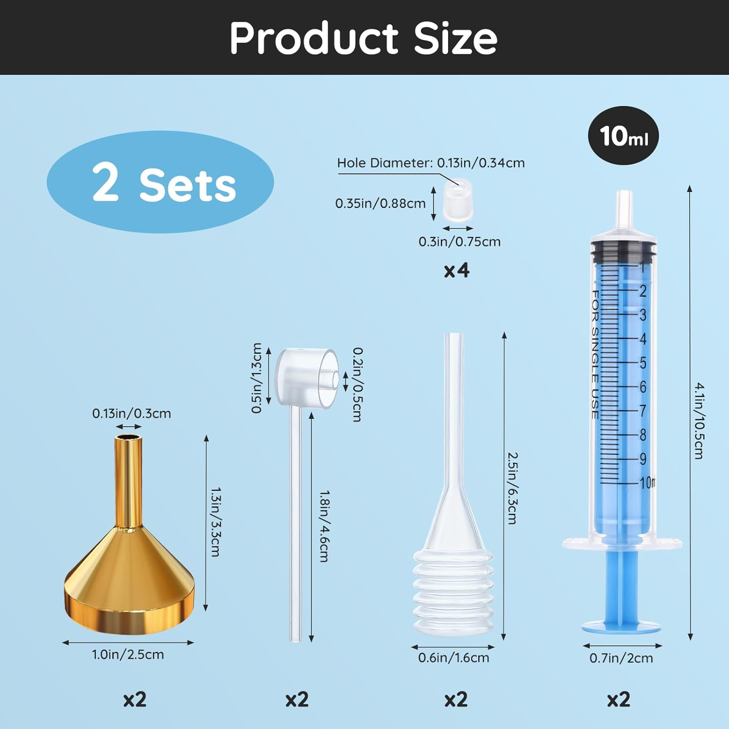 Segbeauty Perfume Cosmetic Transfer Tools, Include 2PCS 10Ml Fragrance Decanter Syringe, Funnel in Metal, Pipettes, Refill Pumps for Spray Bottle (Blue + Purple) image number 6