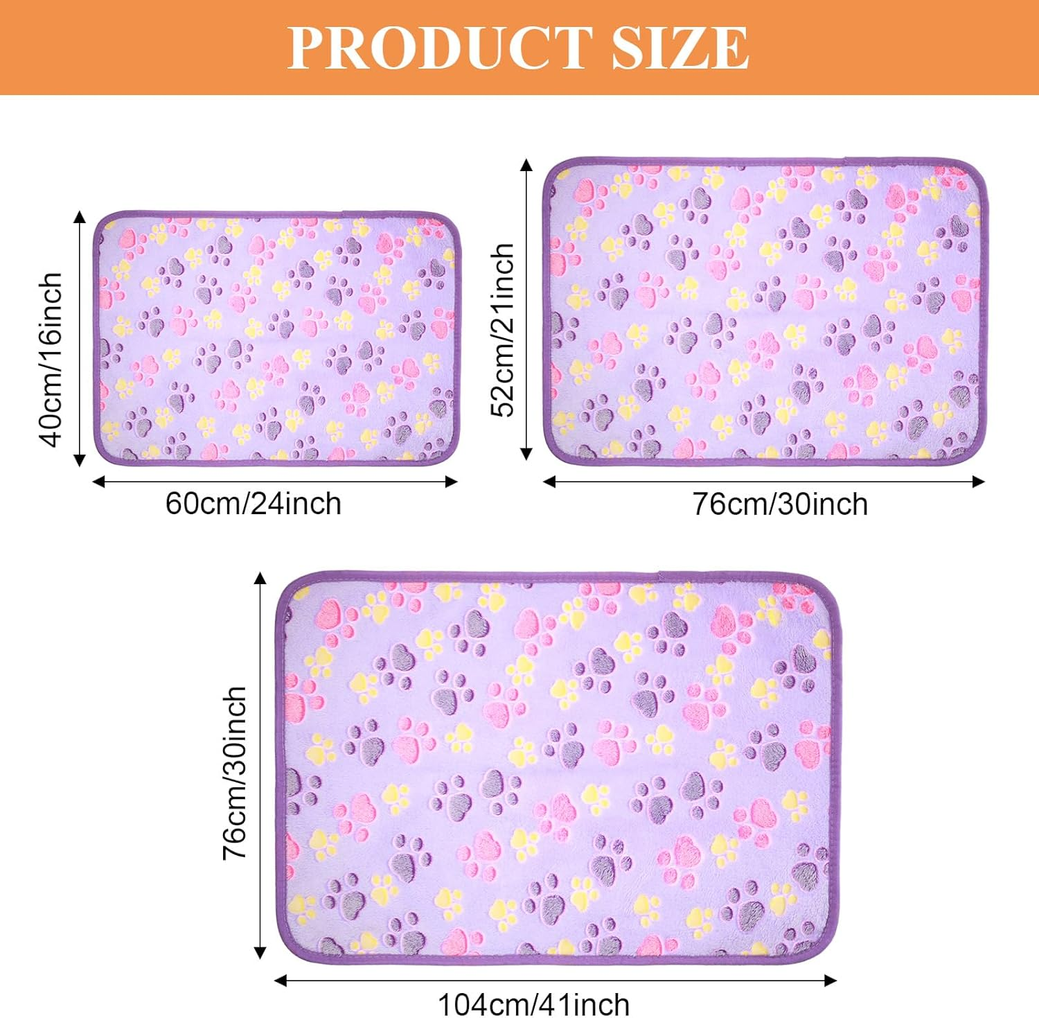 Tatuo 4 Pcs Dog Blanket for Pet Puppy Teething Toys Paw Print Fleece Blanket for Pet Cat Soft Warm Sleep Mat Guinea Pig Cage Mat(Small(24 X 16 Inch),White, Coffee, Pink, Purple) image number 4