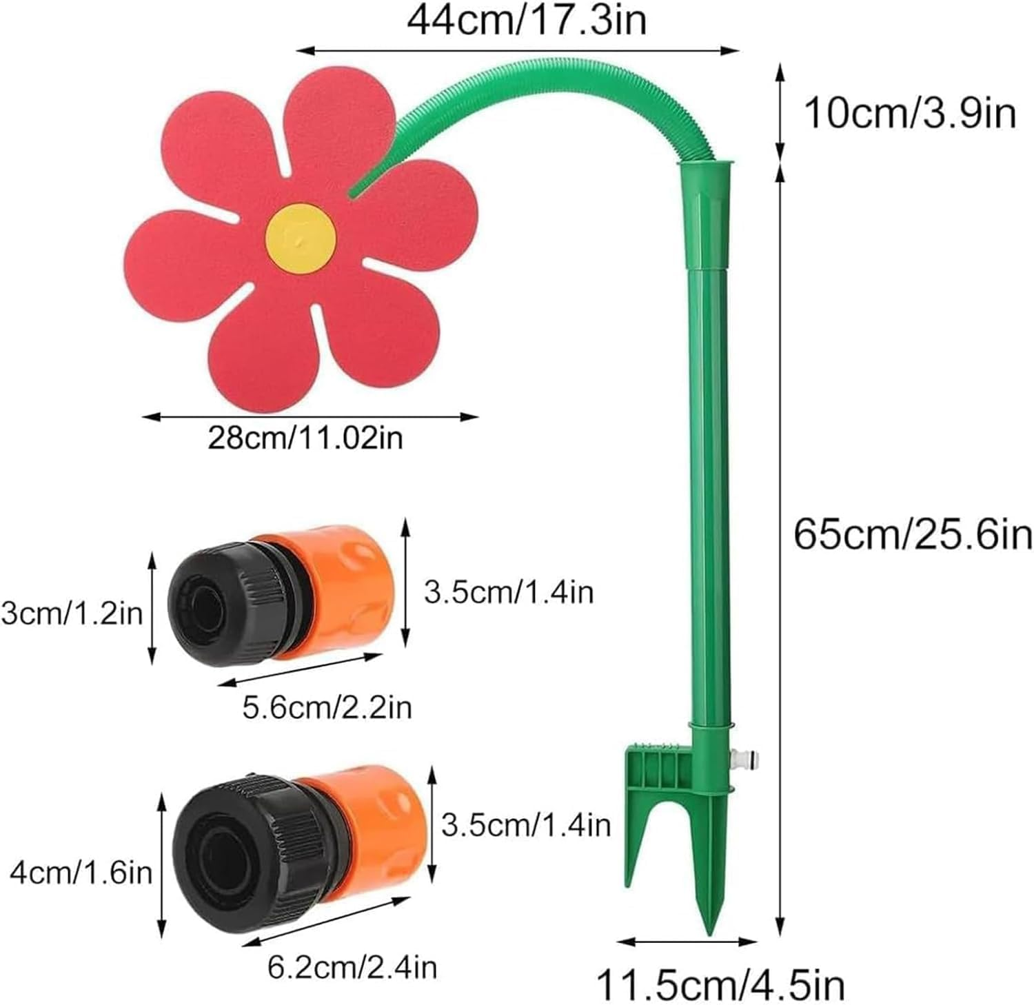 Walquicks Crazy Daisy Shake Head Sprinkler - 360&deg; Rotating Dancing Flower Water Sprinkler for Lawn, Garden & Yard, Fun Outdoor Water Sprayer for Summer Play - Yellow image number 4