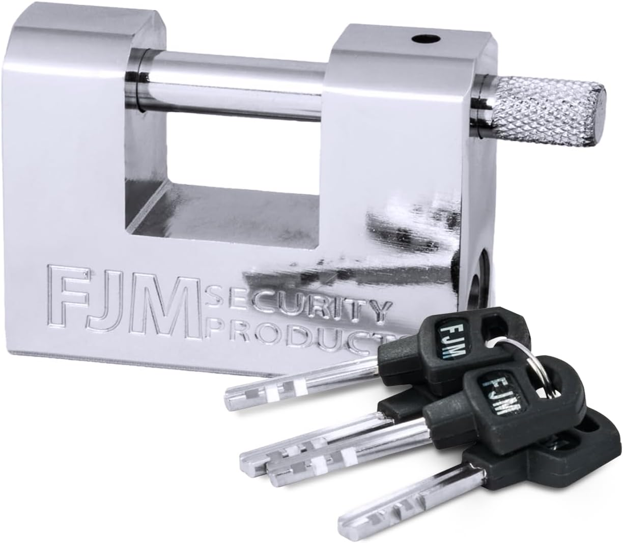 FJM Security Products FJM SPSA60-KD SPSA60-CR Triple Chrome Plated D-Shaped Security Padlock, 2-3/8