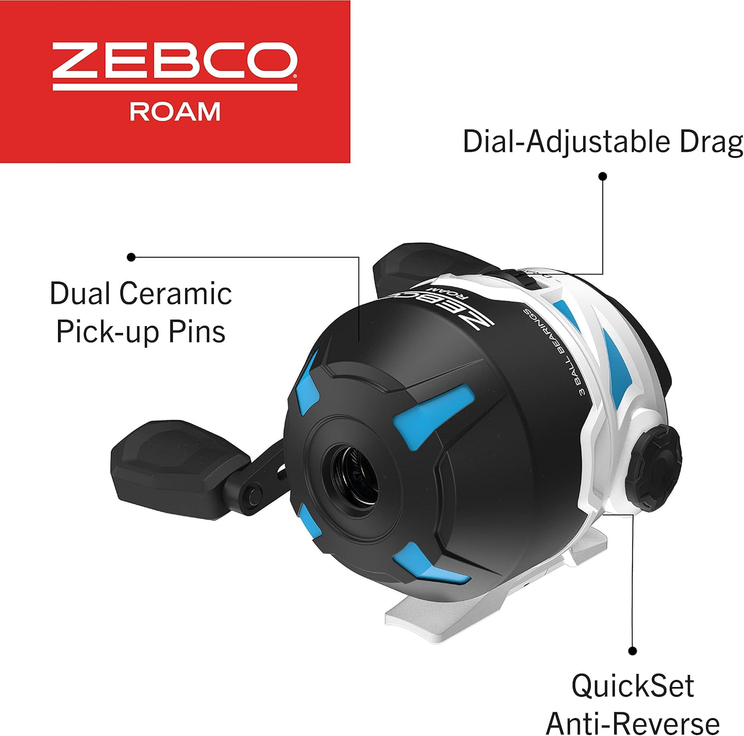 Zebco Roam Spinning Fishing Reel, Size 30 Reel, Changeable Right or Left-Hand Retrieve, Pre-Spooled with 10-Pound Zebco Fishing Line image number 5