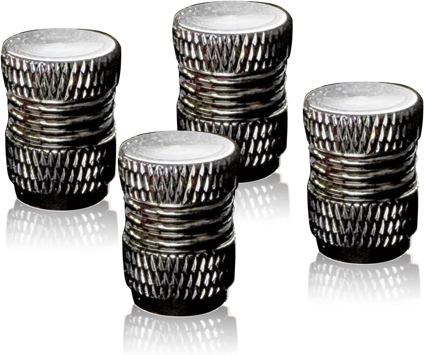 FOLIATEC AIRCAPS Milled Car Valve Caps Valve Cover Tyre Valve Caps for 4 Wheels, Black image number 2