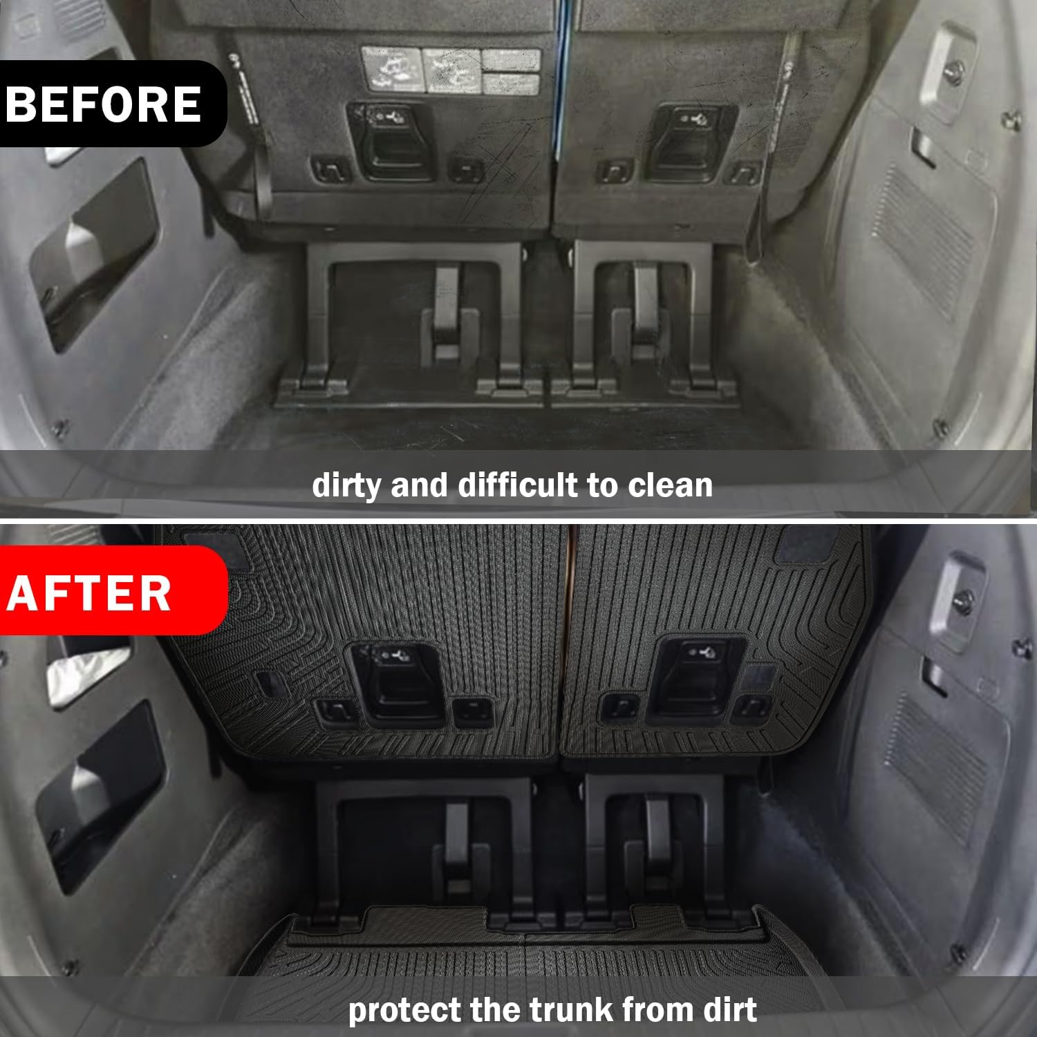 Marretoo Cargo Mats for Kia Carnival 8 Seats (2022-2025) - All-Weather TPE Black Trunk Liner, 2-In-1 Seat Backrest Mat (NOT for Hybrid) image number 3