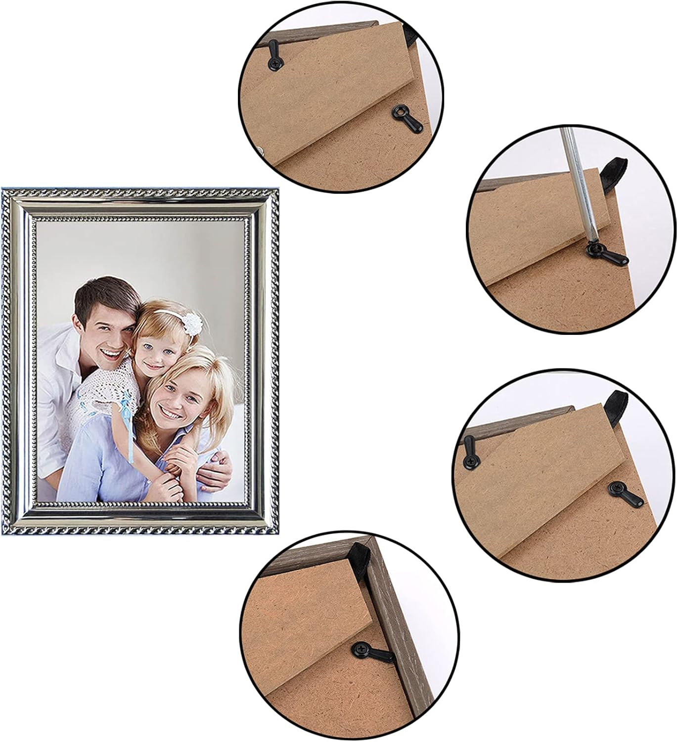 Picture Frame Turn Button Fasteners Set - 100 Pieces Picture Frame Hardware Backing Clips Photo Frame Hardware Clips with 100 Pieces Screws for Craft, Hanging Pictures, Photos image number 2