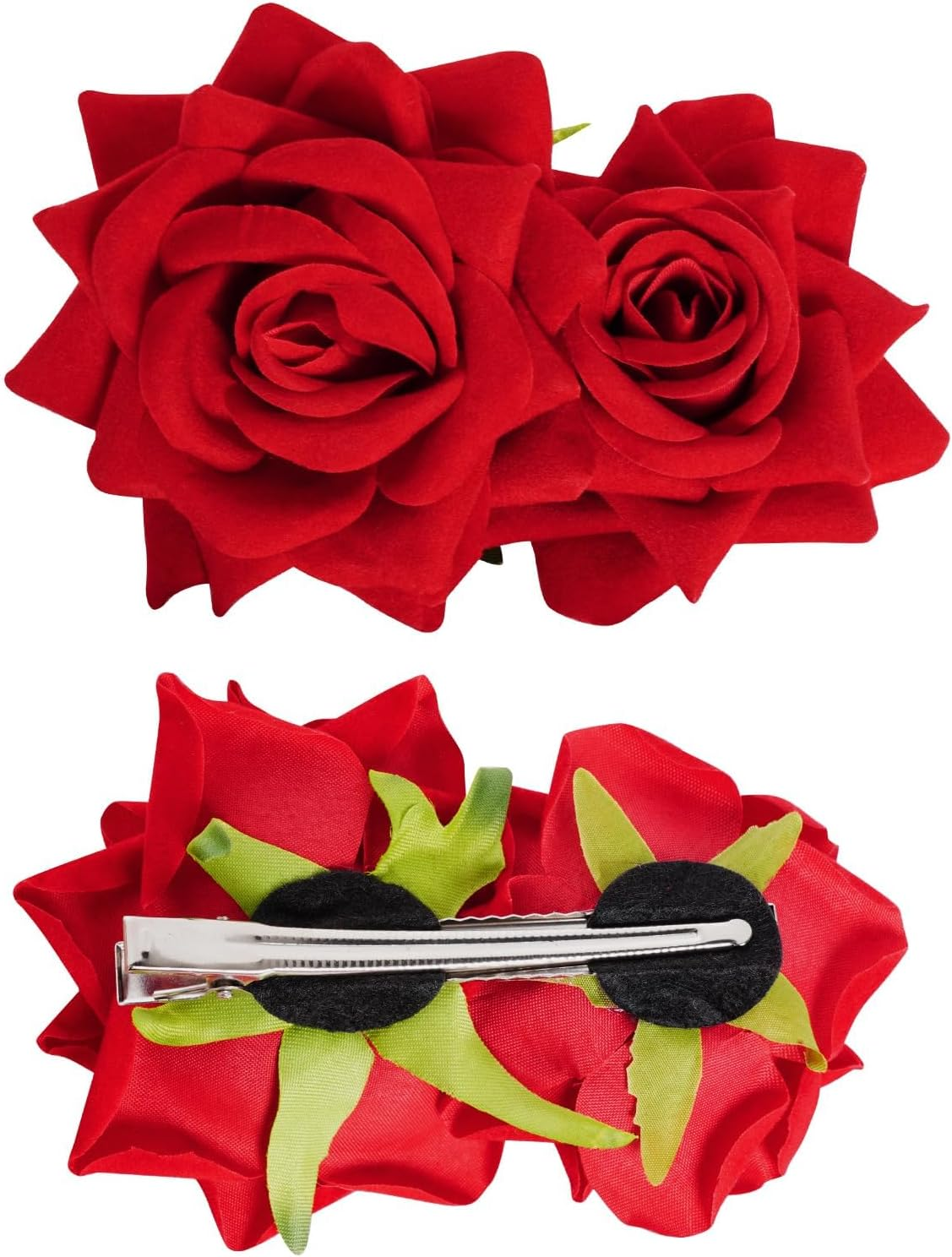 Pack of 3 Rose Hair Clips, Rose Flower Hair Clips, Red Rose Brooch Flower Clips, for Women, Girls, Party, Wedding, Valentine'S Day, Masquerade, Carnival (Red) image number 4