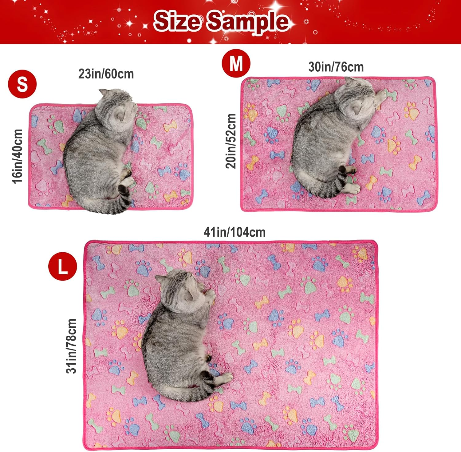 Dono 1 Pack 3 Blankets Soft Fluffy Cute Bone Pattern Fleece Pet Blanket Warm Sleep Mat Cute Print Design Puppy Kitten Blanket Doggy Mat Paw Print for Dog Cat Kitten Doggy and Animals image number 5