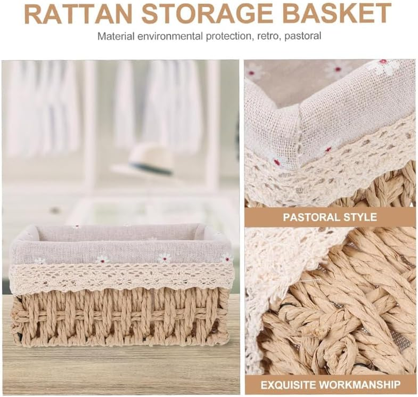 AIMALL 3Pcs Rattan Woven Storage Basket Set with Fabric Liner for Clothes, Cosmetics, and Jewelry Organization, Small/Medium/Large Sizes image number 6