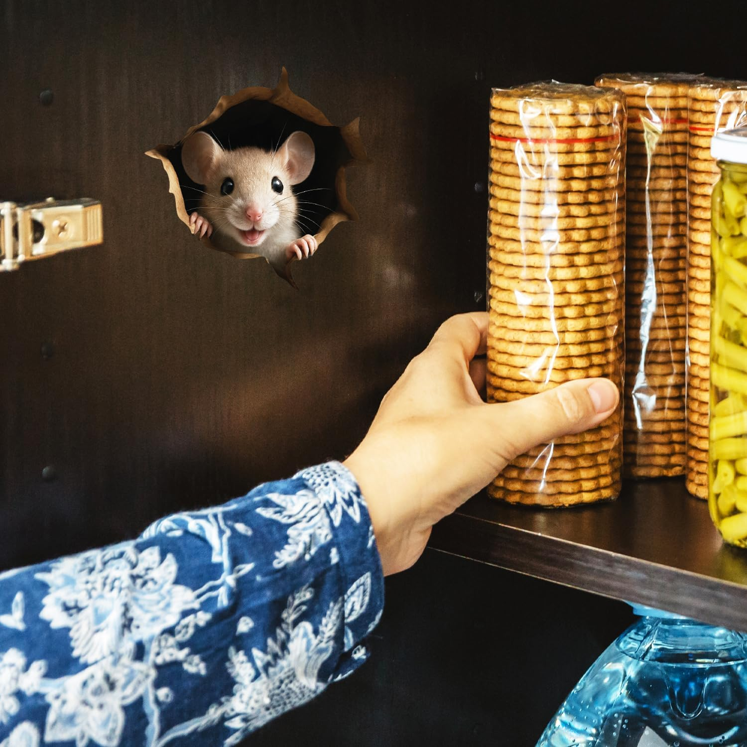 GRITKULTURE Removable Peek a Boo Mouse in Mouse Hole Decal Sticker 5.1Inch 2 Pack. Mouse Hole in the Wall Sticker with 3D Effect. Wall Decoration, Funny Gift, Potty Training, Prank (#6) image number 2