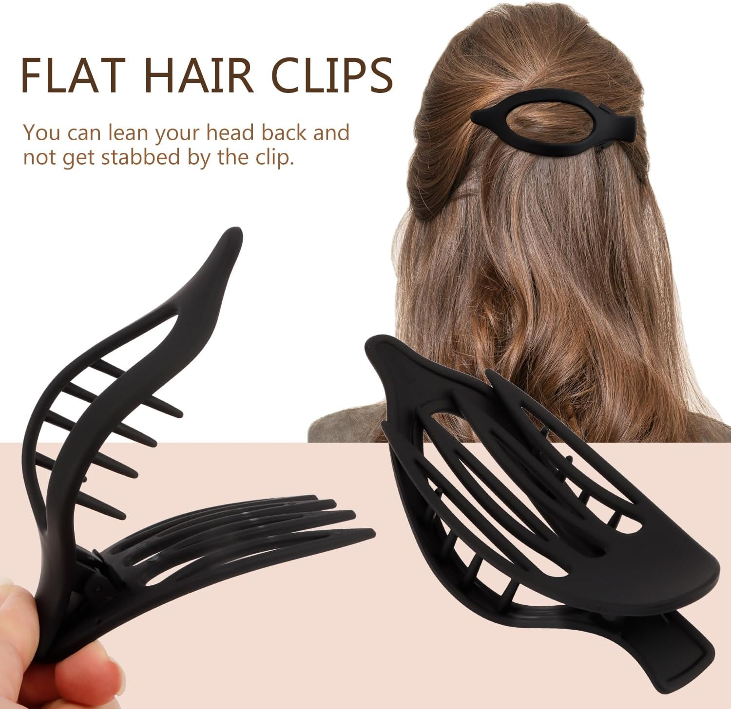 ATODEN Flat Hair Clips for Women Lay Flat Hair Claw Clips for Thick Hair 4 Pcs Large Alligator Hair Clips Duck Billed Hair Clips Matte Neutral Claw Clips Hair Barrettes Hair Accessories image number 2