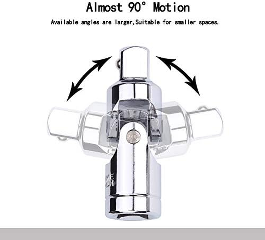 3PCS Universal Joint Socket Set, Chrome Vanadium Steel Swivel Socket Adapter Set, 1/4IN, 3/8IN, 1/2IN Drive Universal Joint Set image number 5