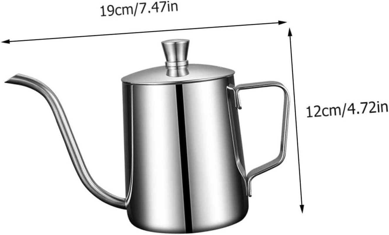 LABRIMP 304 Stainless Steel Coffee Pot with Lid Narrow Mouth Espresso Coffee Machine Mini Hand Pour-Over Bracket Universal for Home image number 1