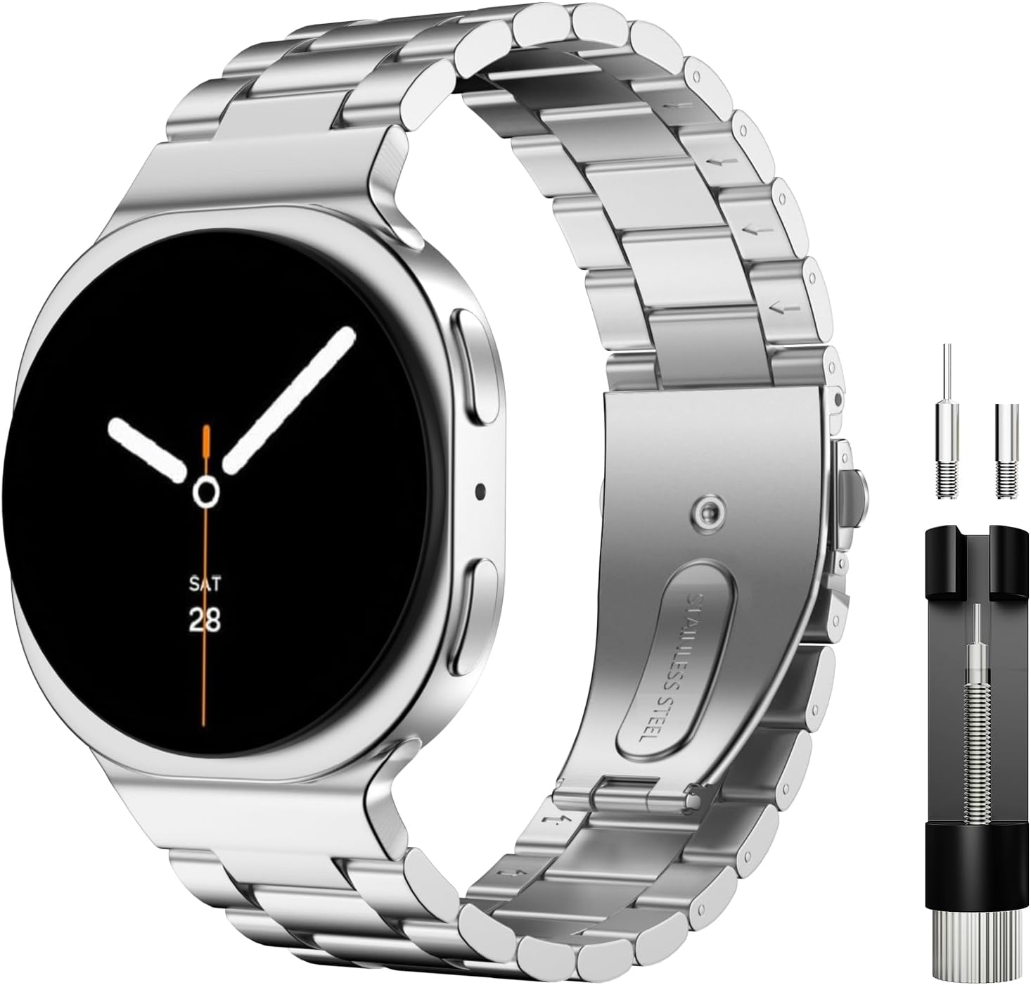 Metal Strap Compatible with Samsung Galaxy Watch 8 40Mm/44Mm/Classic 46Mm, Galaxy Watch 8 Strap, Gapless Business Stainless Steel Band for Men and Women image number 4