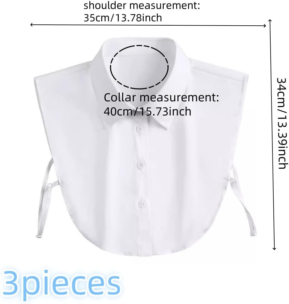 Aknebriax 3 Pieces Fake Detachable Square Collar,Half Shirts Collar Blouse False Collar Top for Women Girls Outfits(Black,Blue,White) image number 1
