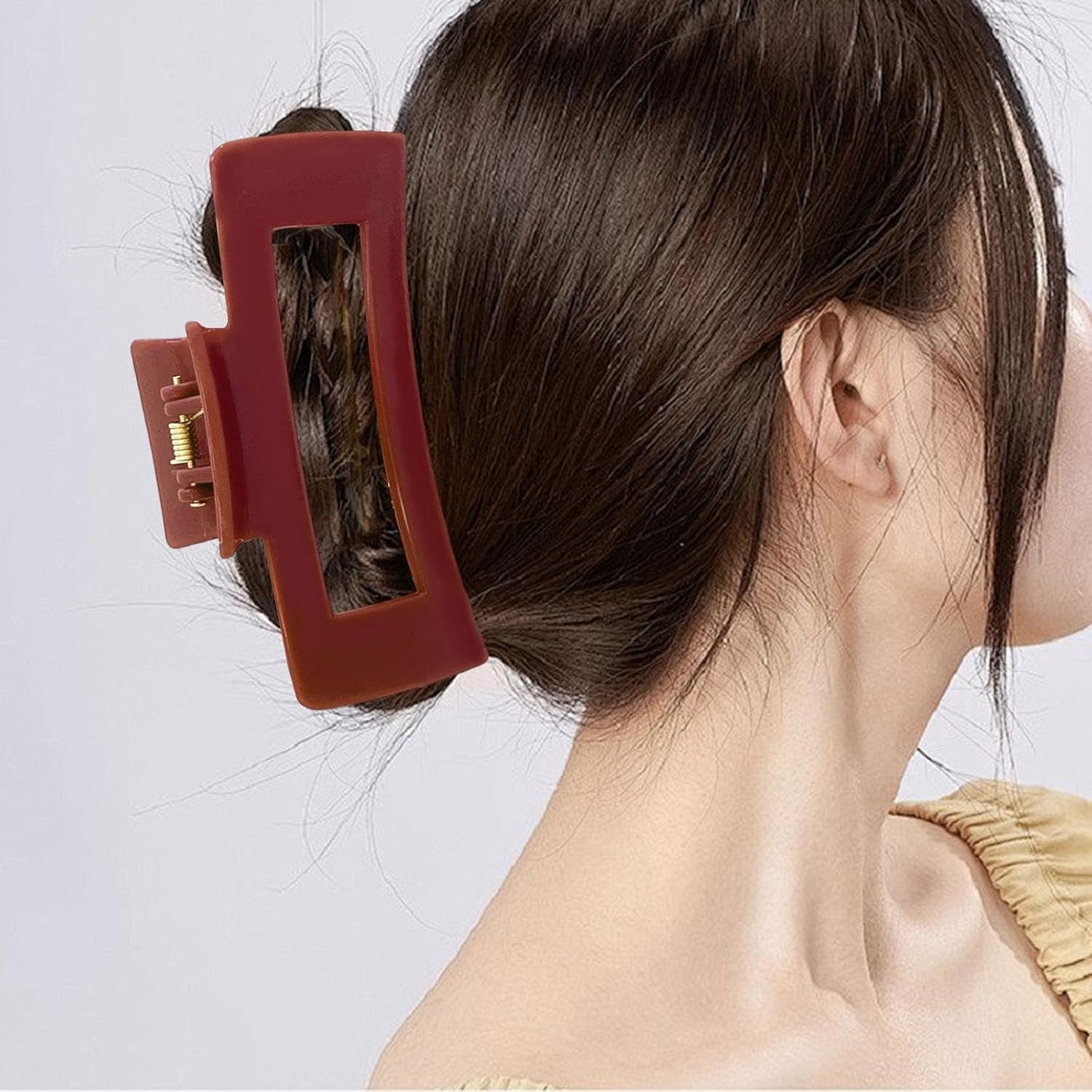 Frediuo Large Hair Claw Clip Non Slip Hair Clip, Red - Red image number 6