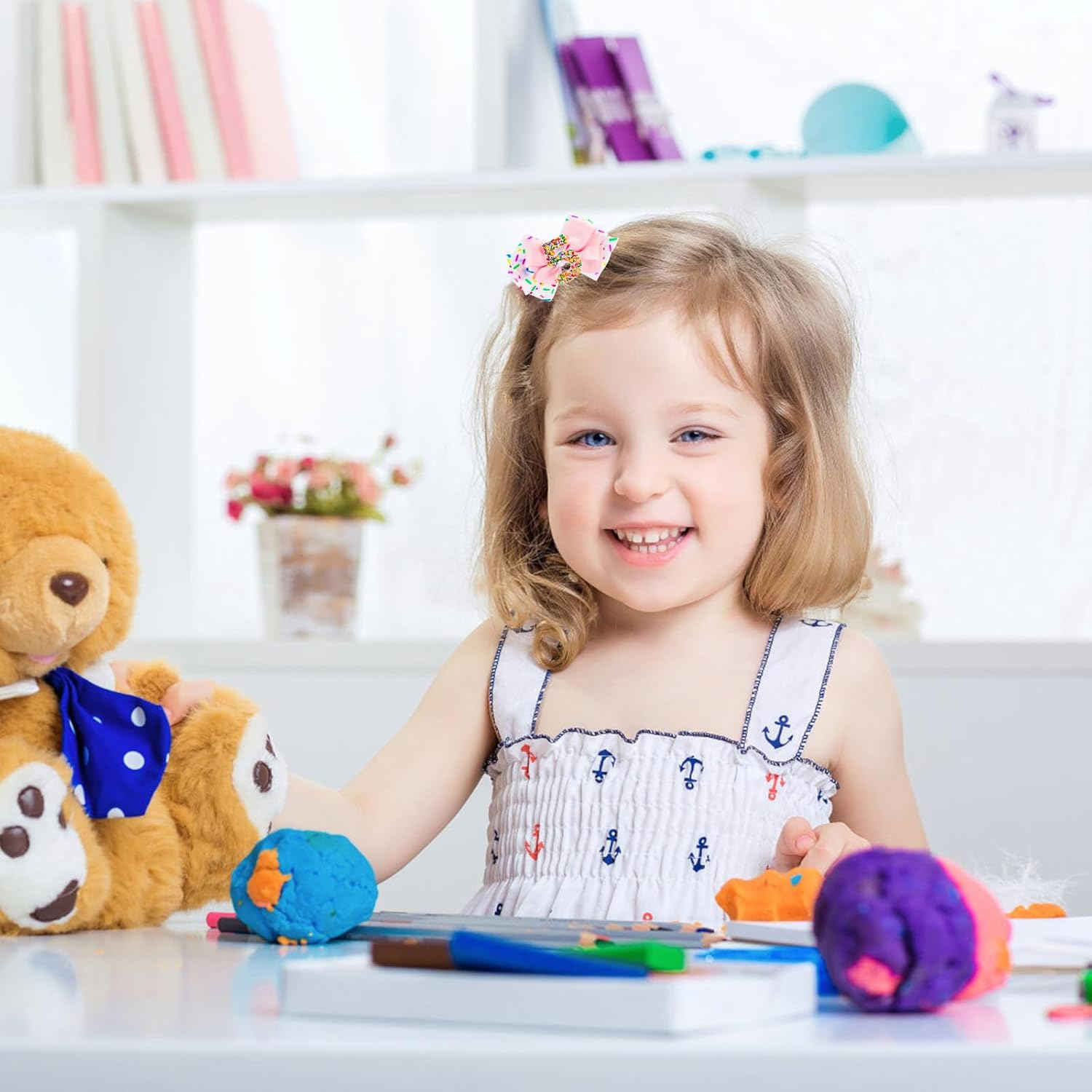 Pink Bow Birthday Hat, Elastics Baby Girl Bow Birthday Hair Bows Baby Bow Headbands Baby Hair Bows Hair Accessories Birthday Pink Bow Party Decorations for Baby Girl (5) image number 2