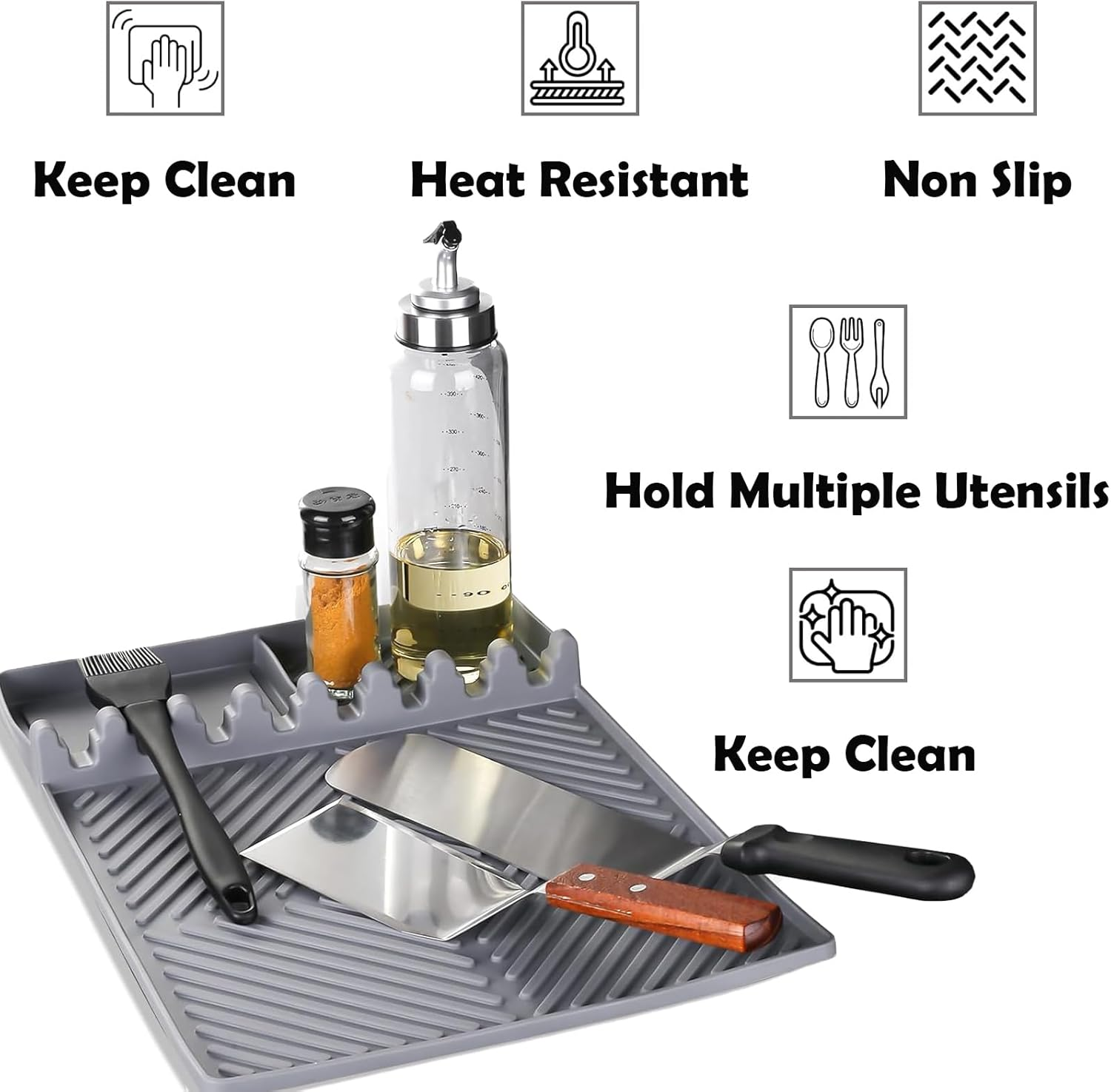 Grill Silicone Mat for Blackstone - Side Shelf BBQ Accessories - Dish Dry Mat for Countertops - Spatula Drip Pad - Orange BBQ Mat for Griddle Accessories image number 2