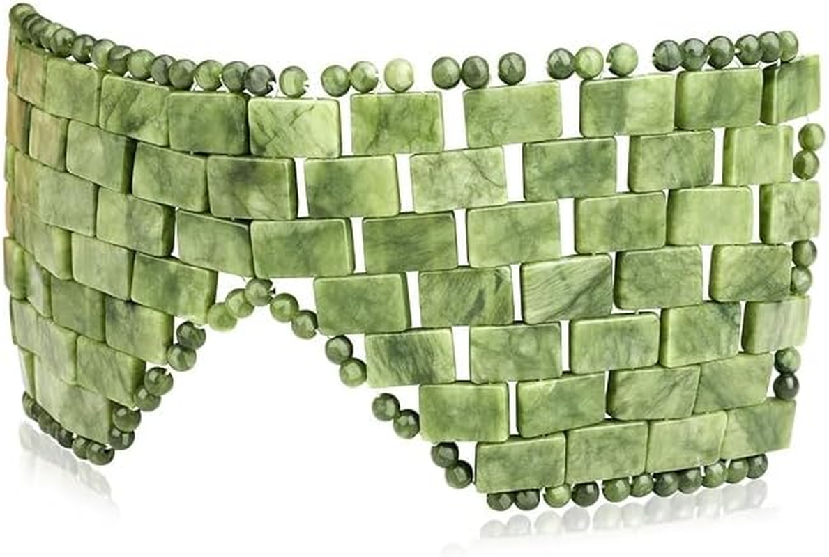 Gemshan Jade Eye Mask Natural Green Jade Facial Maks for Relive Eliminate Puffiness