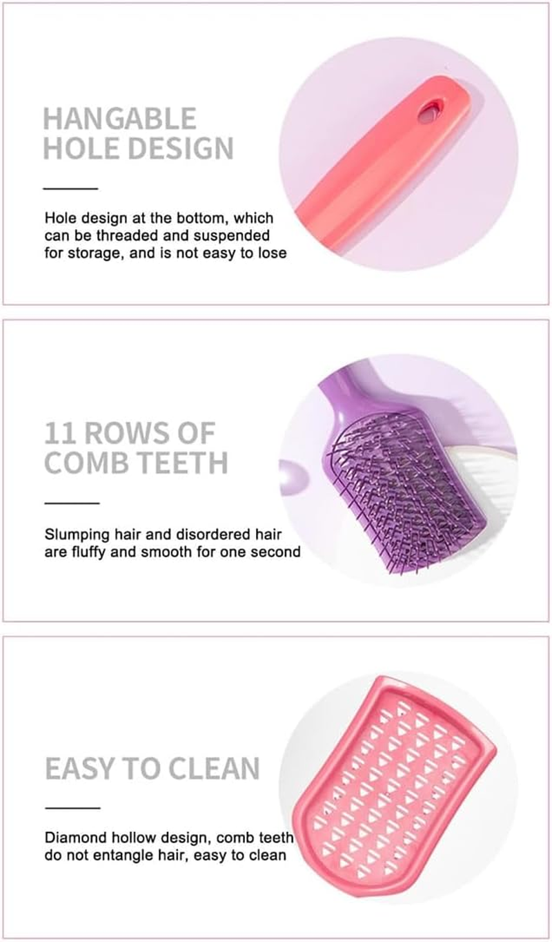 Detangling Brush Scalp Brush, Detangling Hair Brush, Paddle Hairbrush Anti-Static Massage Paddle Brush with Flexible Bristle for Curly Wet Dry Hair Painless Combing (Black) - Black image number 5