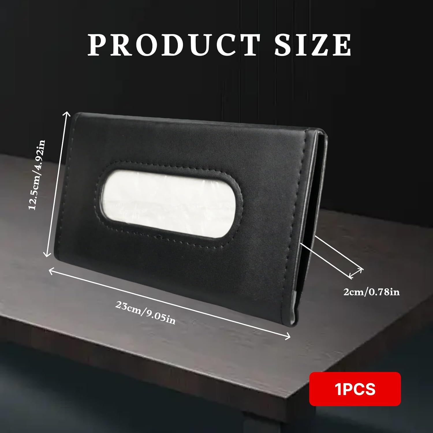 Visor-Mounted Car Tissue Holder &ndash; PU Leather Organizer with Flannel Lining (Black, 8.94X4.84) image number 4