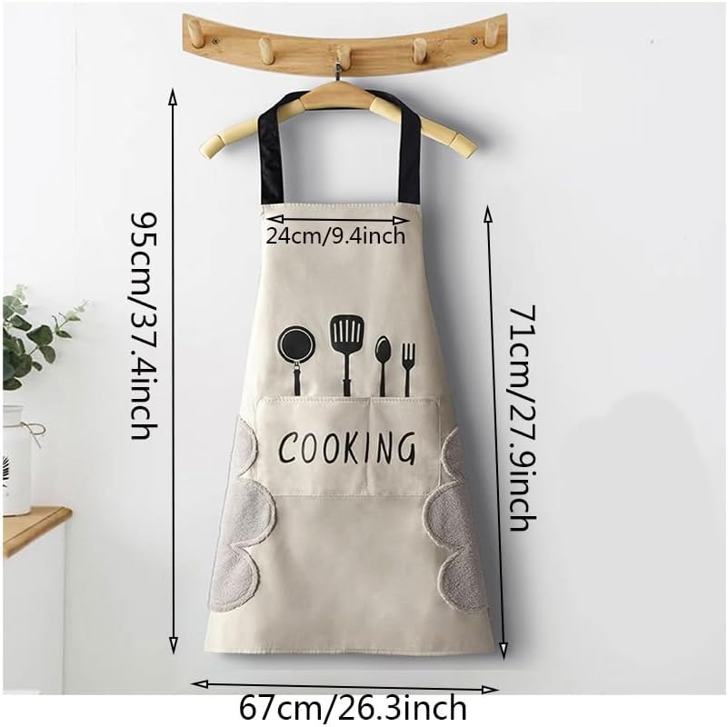 2 Pack Kitchen Cooking Aprons, Waterproof Apron with Large Pocketsn Server Apron Chef Apron Wipe-Able Hand Apron for Men Women
