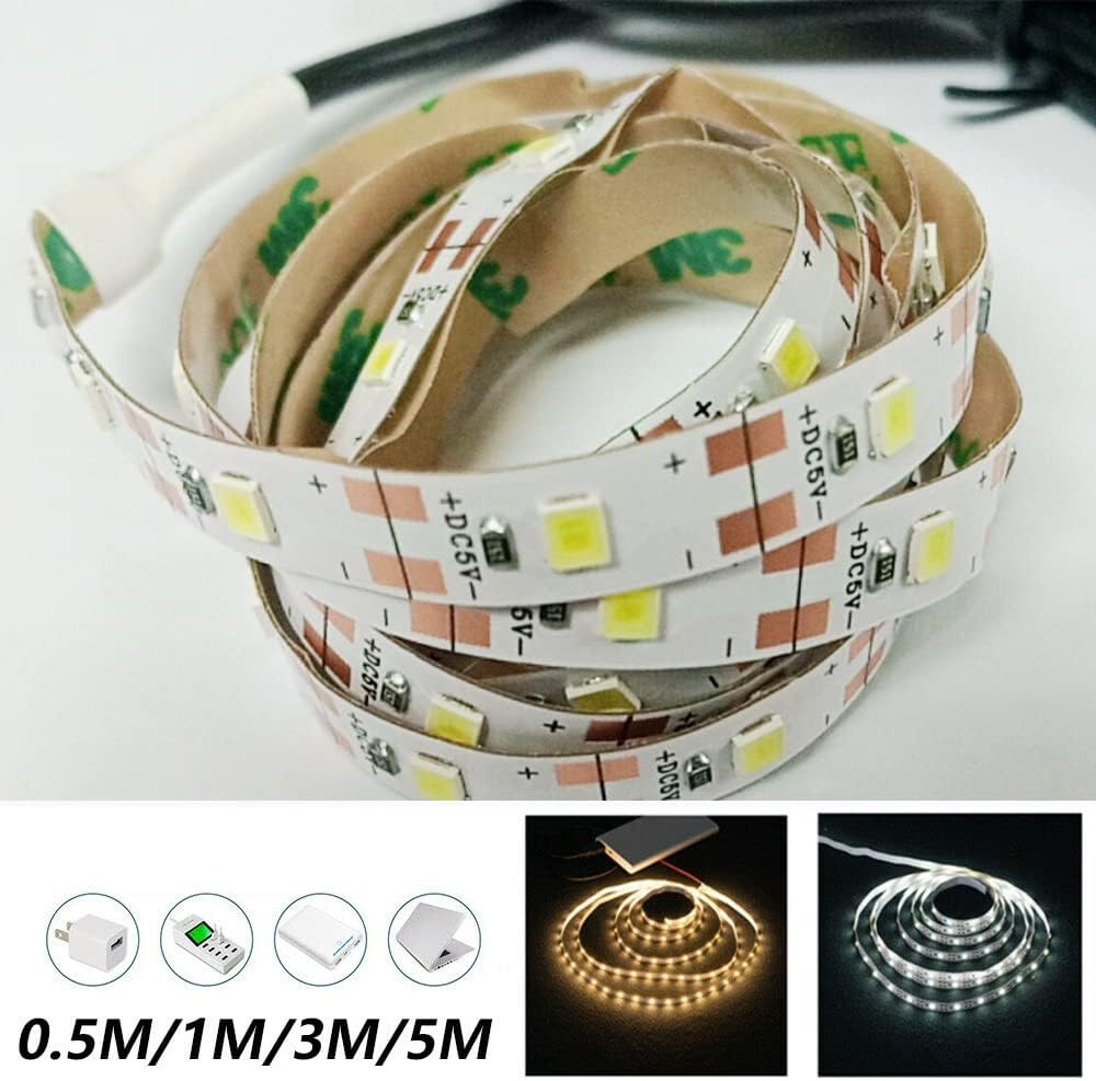 5M Cool White 5V Led Strip Lights 3528 SMD LED Strips Car Boats image number 4