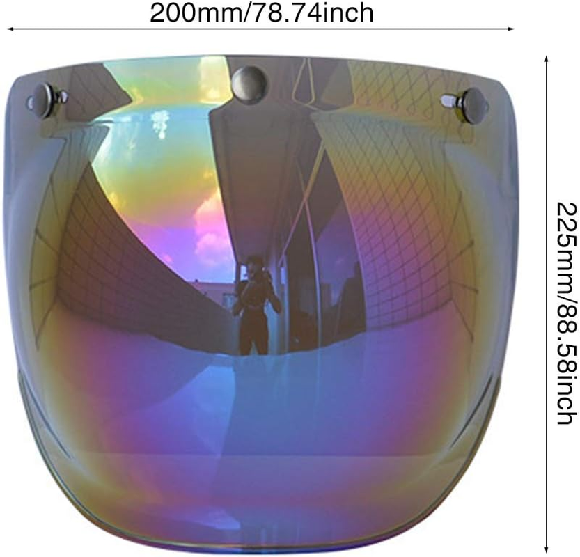 Bubble Shield for Motorcycle Helmet, Motorcycle Bubble Visor Wind Shield Lens Universal for Standard 3-Snap Open Face Helmets, anti Fog Button Flip up Down(Transparent)