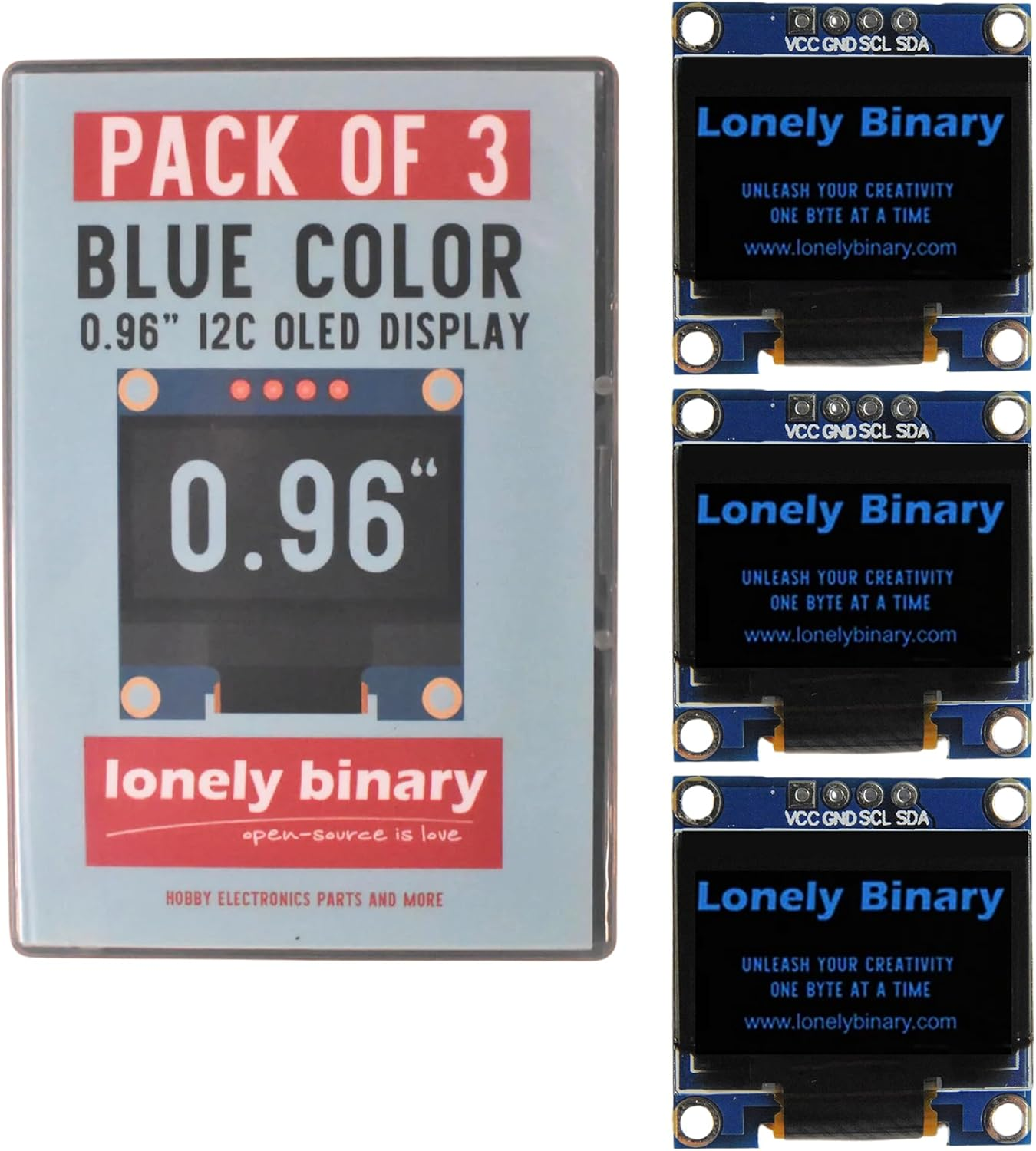 3-Pack 0.96" Presoldered OLED Display Module I2C IIC SSD1306 &ndash; High-Contrast 128X64 Pixel Graphical Display for Arduino, ESP32, Raspberry PI Pico Projects (DEEP Blue) image number 2