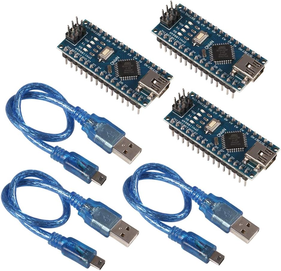 AITRIP 3Pcs for Arduino Mini Nano V3.0 Atmega328P 5V 16M Micro Controller Board Module with 3Pcs USB Cable Compatible with Arduino IDE image number 5
