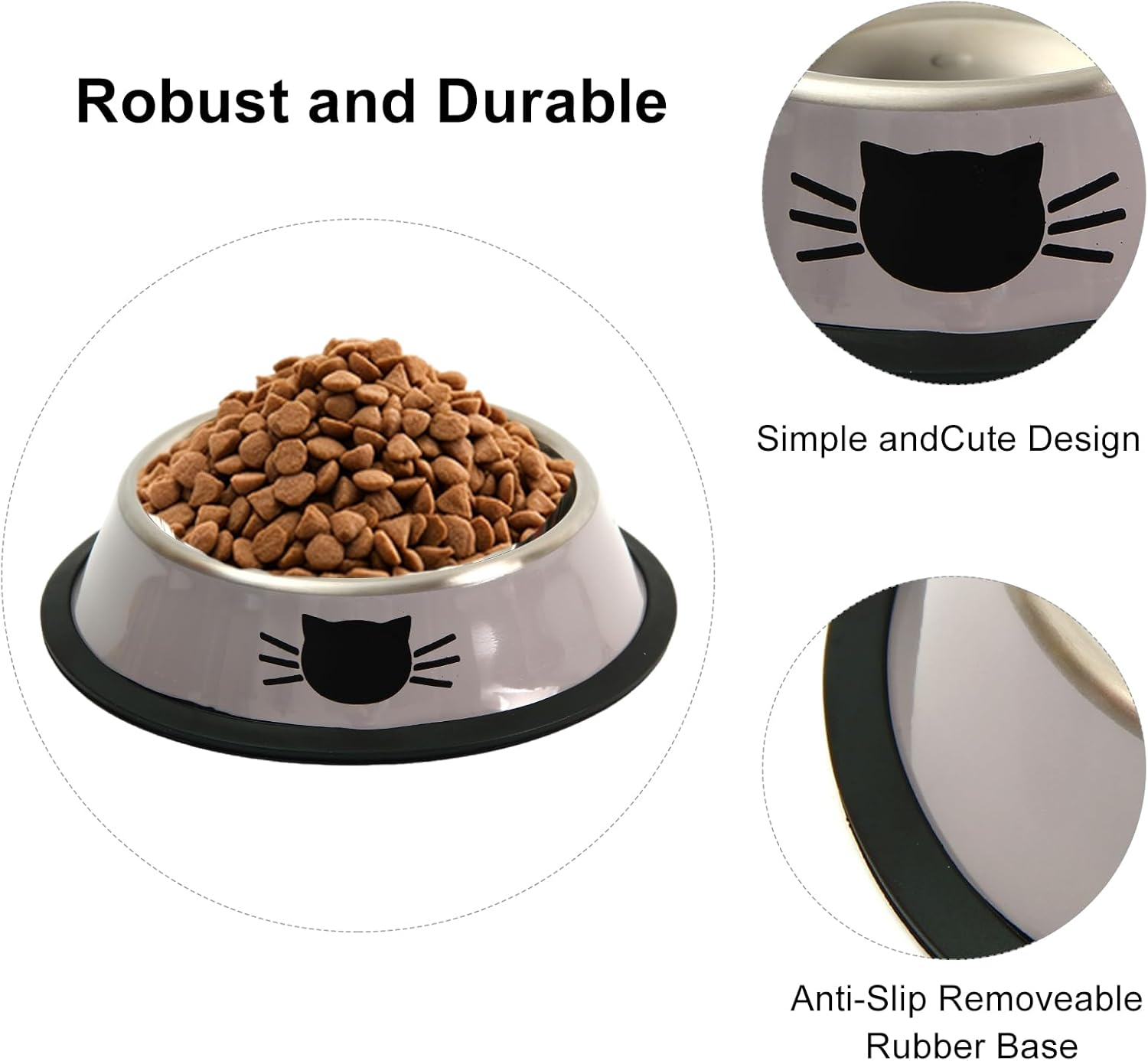 3Pcs Cat Bowls Stainless Steel, Small Pet Bowl, Shallow Wide Flat Cat Food Bowls,Anti Slip Cat Food Bowl Suitable for Indoor Small Cats and Small Dog Animals (Blue Green Gray) - Orange Gray Blue image number 2