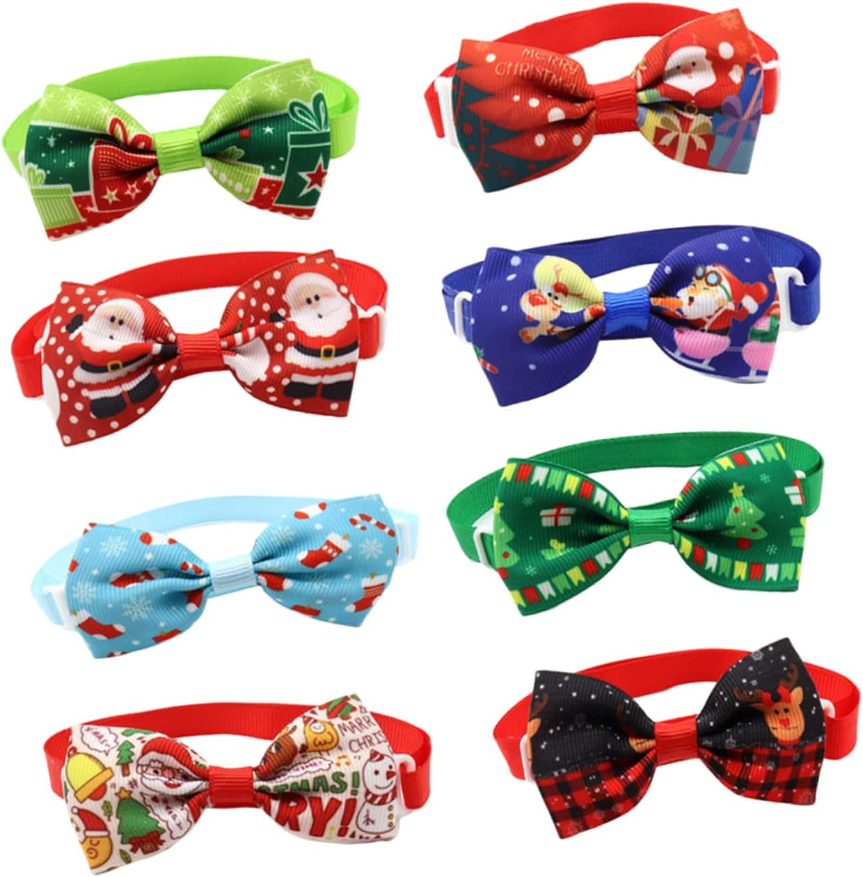8Pcs Adjustable Christmas Pet Bow Ties Festive Pet Collars for Dogs and Cats Holiday Costume Accessories Unique Design for Christmas Parties image number 1