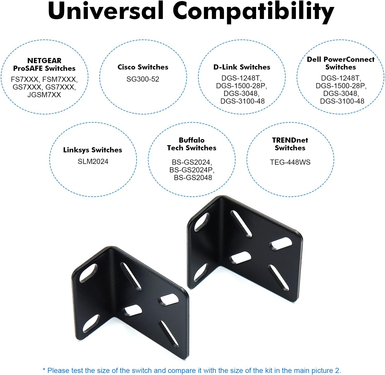 Mokerlink Rack Mount Kit for 17.3 Inch Wide Switches, Adjustable Hole Distance 14-29Mm, 0.5-1.14Inch, Compatible for Some Cisco, NETGEAR, Dell, D-Link, Linksys, HP, Trendnet, Buffalo Tech Products image number 5
